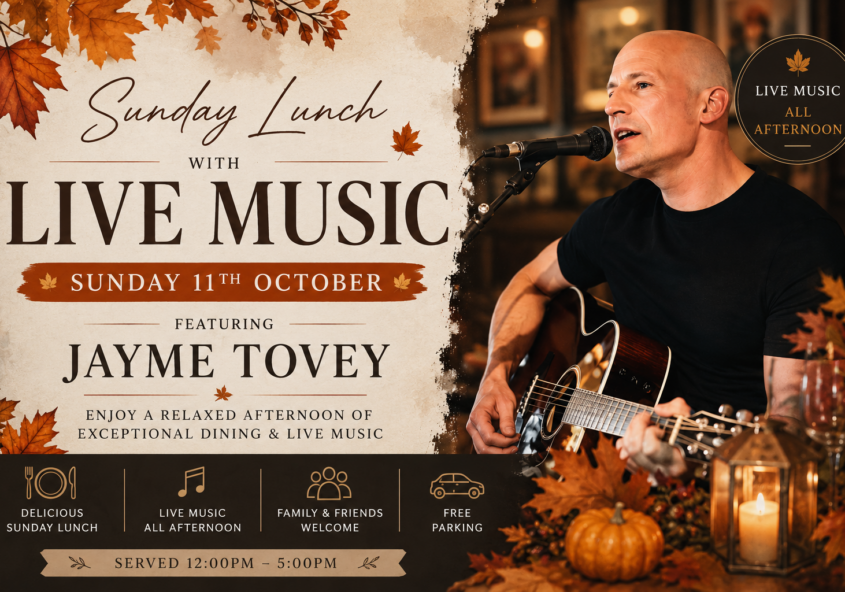 Sunday Lunch with Live Music featuring Jayme Tovey at Nuthurst Grange